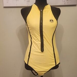 VENUS Yellow and Black One Piece Swimsuit